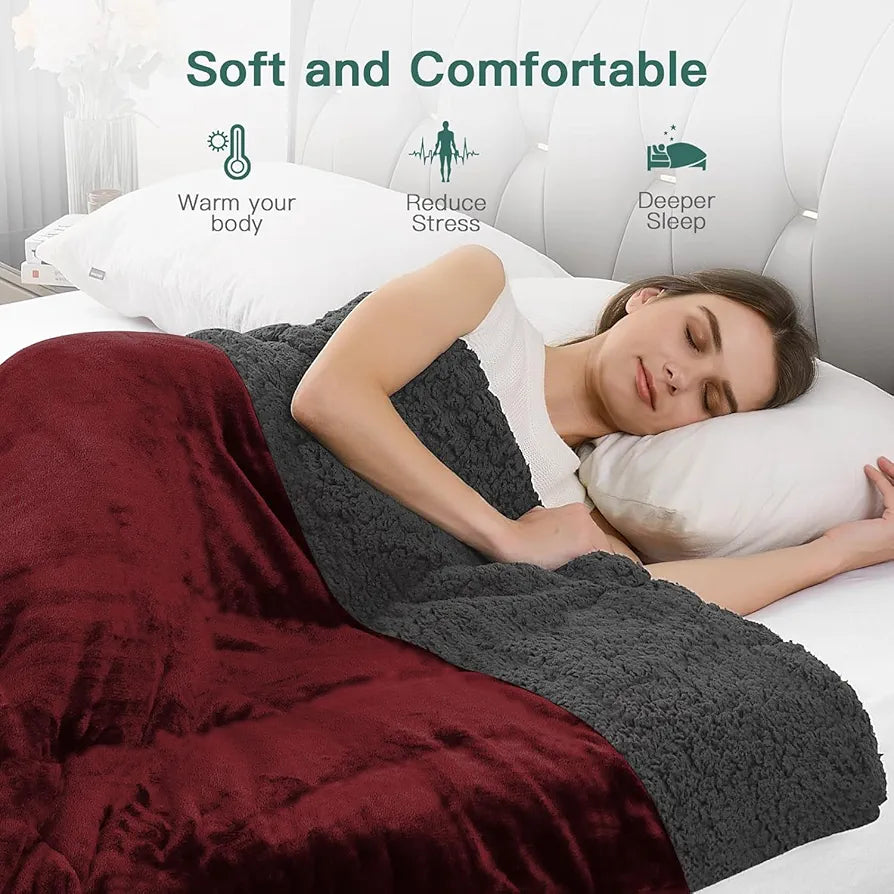 Cloth Fusion Fleece Sherpa Blanket for Winter Single Bed 400GSM,Soft Quilt Blanket for Comfort & Warmth